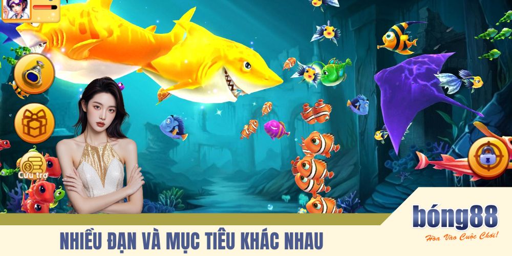 Nhiều đạn và mục tiêu khác nhau trong bắn cá thần tài